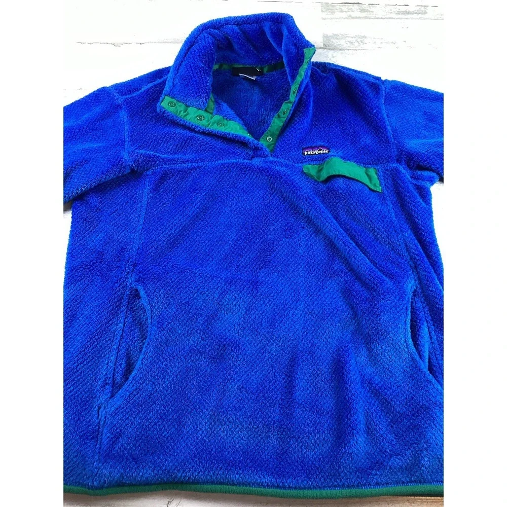 PATAGONIA Re-Tool Snap-T Pullover Blue/Green Fleece Women's  XL PolarTec 1/4 Zip - Picture 6 of 13